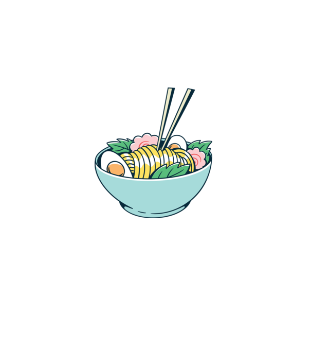 Paste Ramen model albastru închis pe tricou