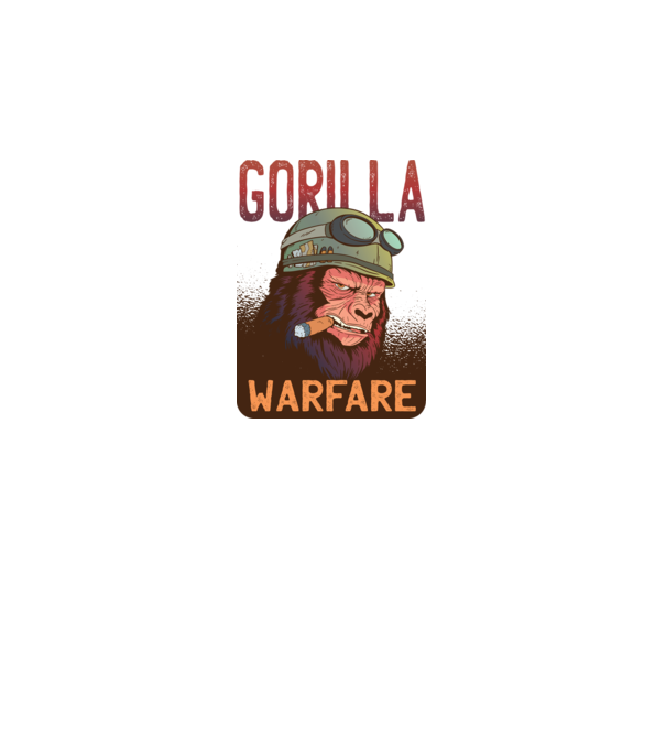 Gorilla Warfare model alb pe tricou