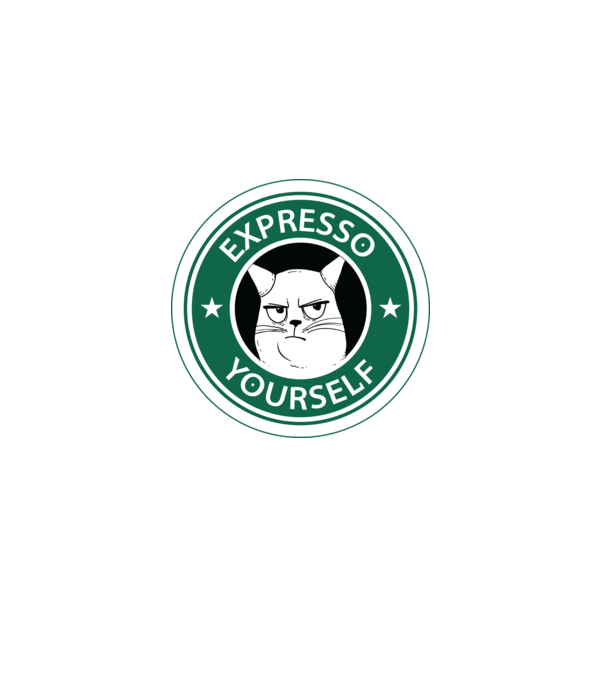 Expresso Yourself tricou Pisică cu cafea model negru pe tricou