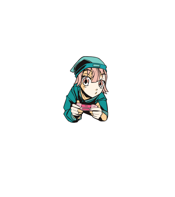 Anime fată Gamer model albastru deschis pe tricou