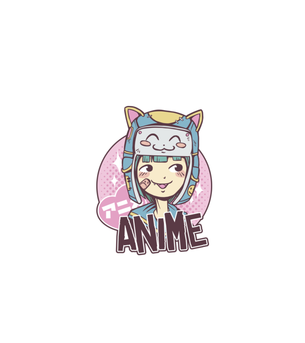 Fată drăguță Anime model albastru închis pe tricou