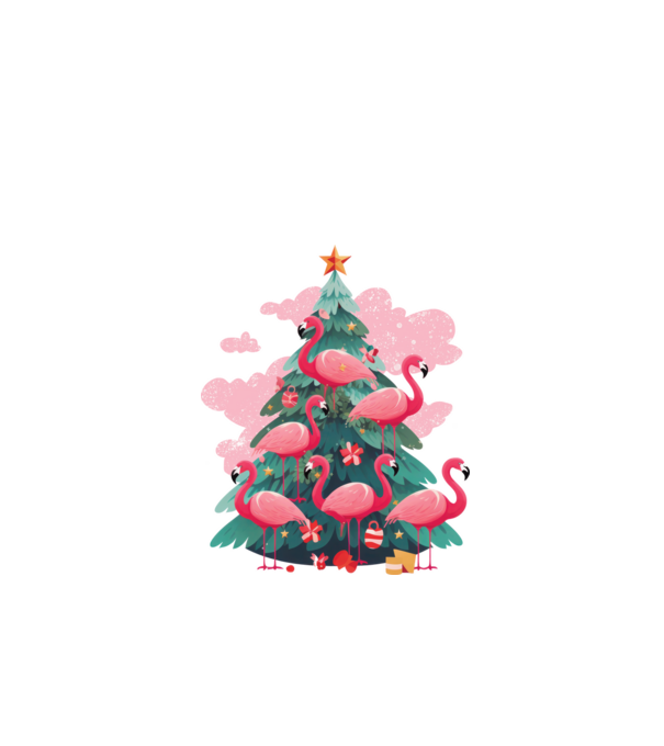 flamingo pom de Crăciun model negru pe tricou