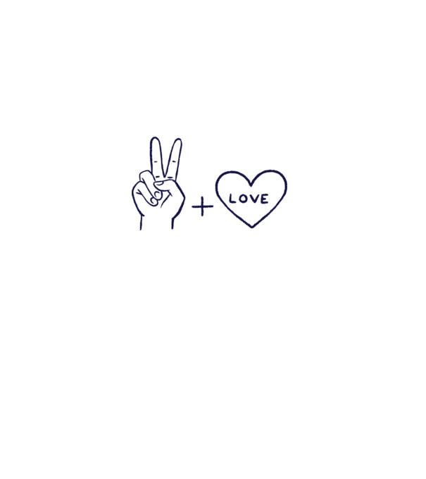 Peace + Love model alb pe tricou