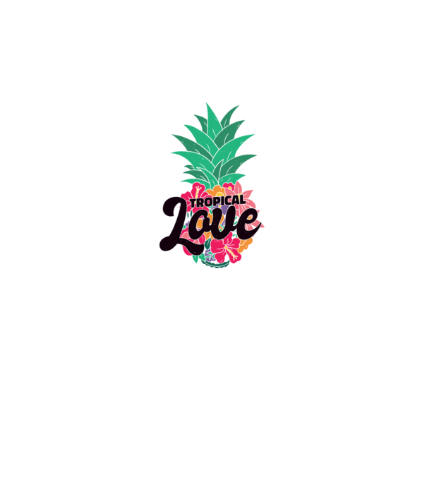 Ananas Tropical Love model alb pe tricou