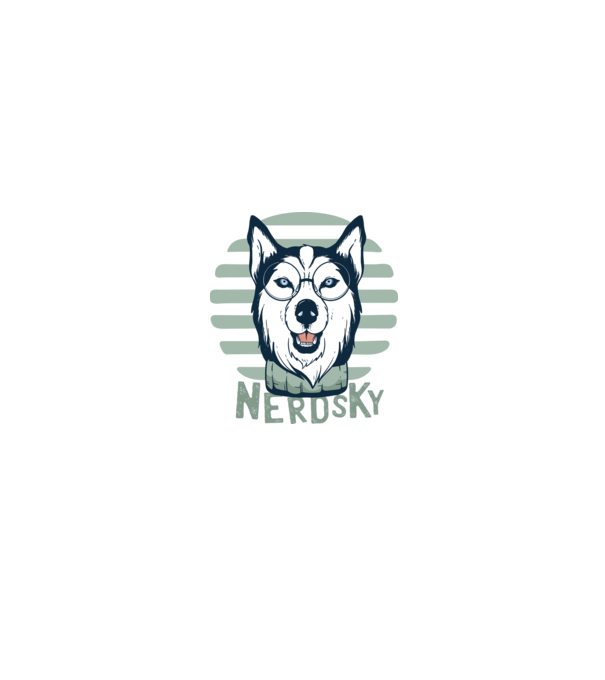 Nerdsky Husky model negru pe tricou