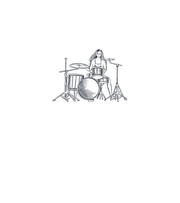 Fată Bateristă model alb pe tricou