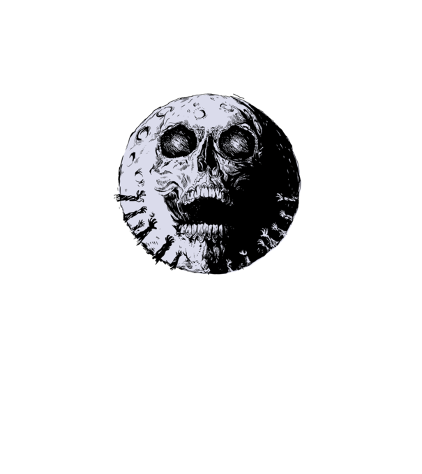 Craniu Lună model alb pe tricou