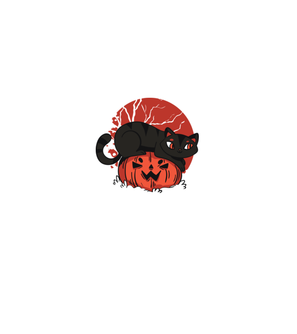 Pisică pe dovleac Halloween model negru pe tricou