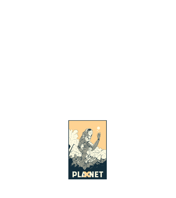 Planet X model albastru deschis pe tricou