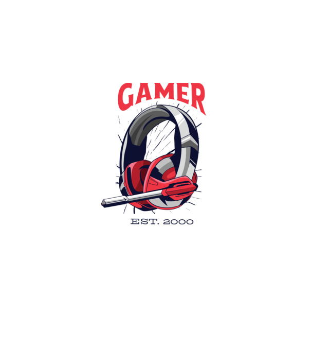 Gamer est. 2000 model alb pe tricou