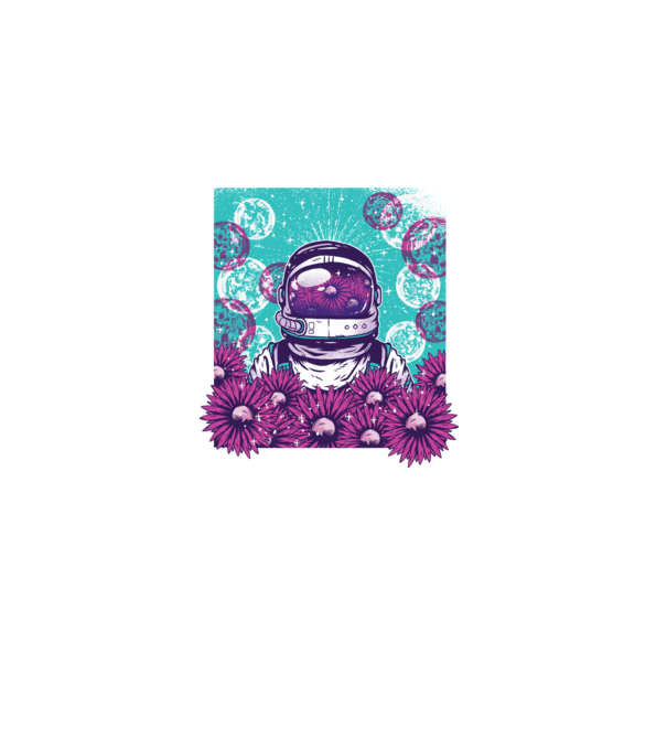 Floral Astronaut model negru pe tricou