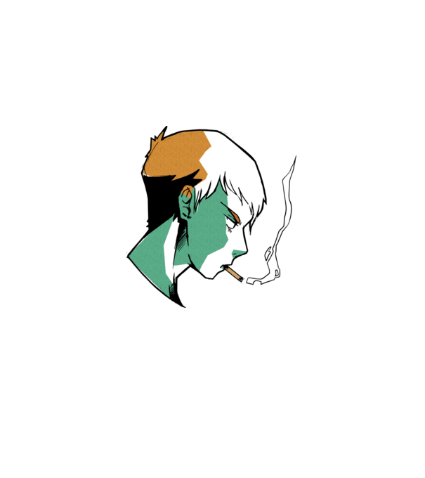 Anime băiat fumător model verde pe tricou