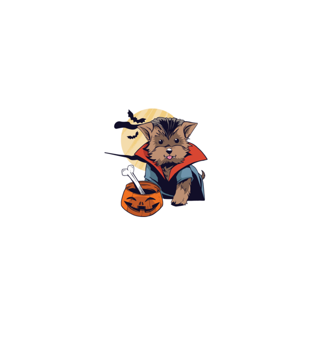 Vampir Yorkie Halloween model alb/roșu pe tricou