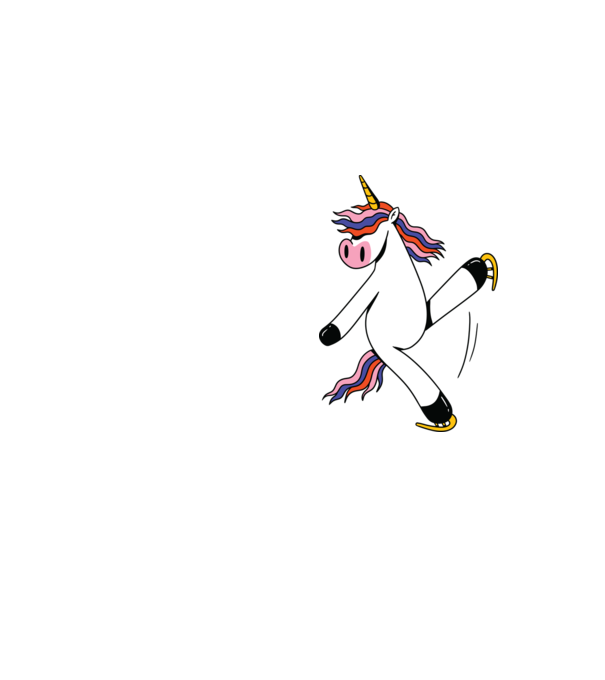Unicorn cu Patine model galben neon pe tricou
