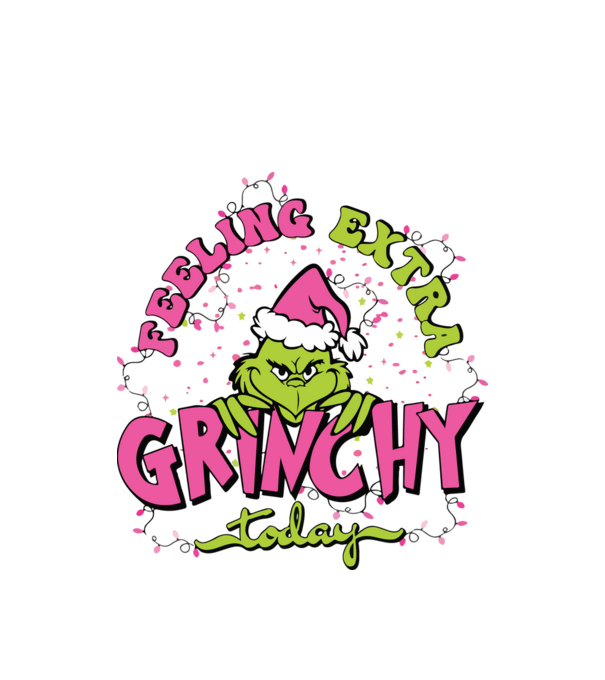 Feeling extra Grinchy today model alb pe tricou