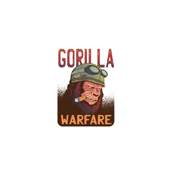 Gorilla Warfare model alb pe tricou