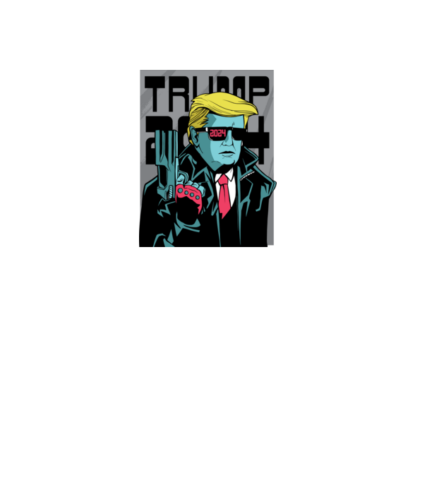 Trump Terminator 2024 model negru pe tricou