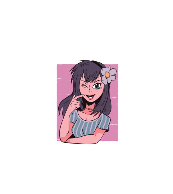 Fată Anime model albastru închis pe tricou