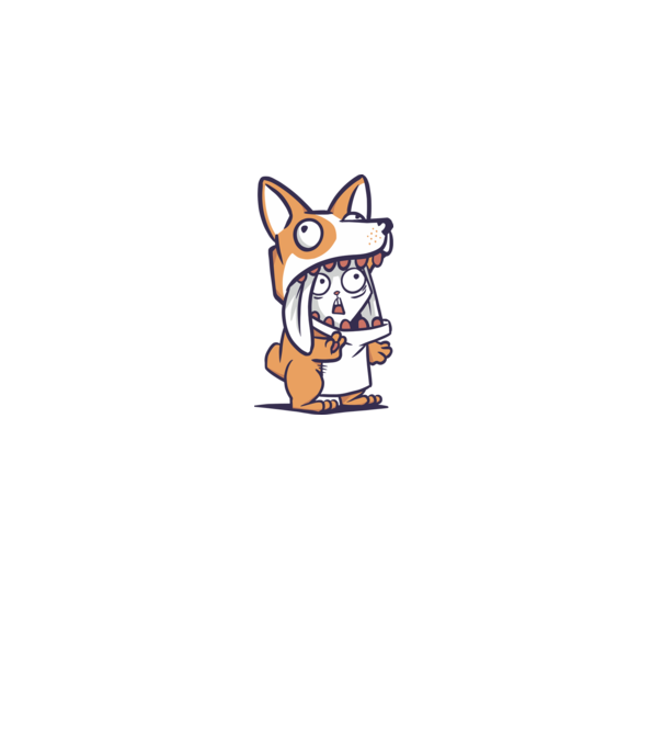 Iepuraș drăguț în costum Corgi model nisipiu pe tricou