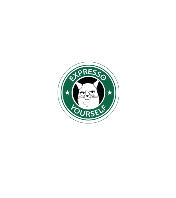 Expresso Yourself tricou Pisică cu cafea model negru pe tricou
