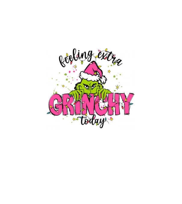 Feeling extra Grinchy today model alb pe tricou
