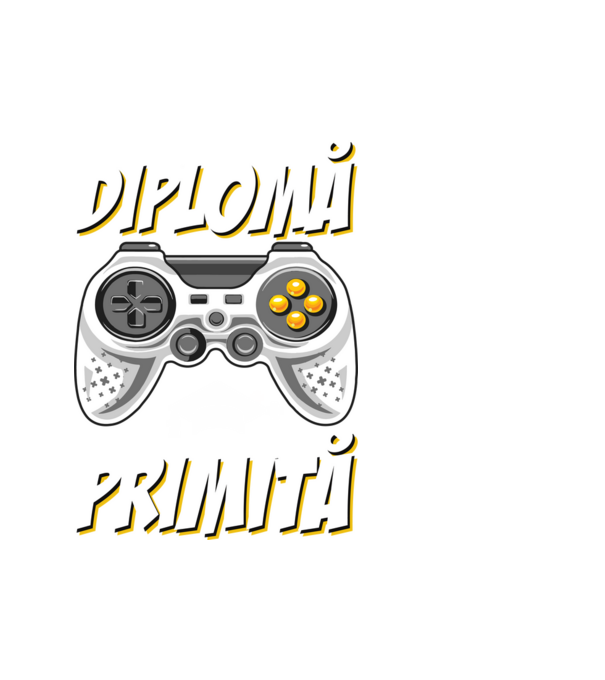 Gameri şcoală Diplomă model alb pe tricou