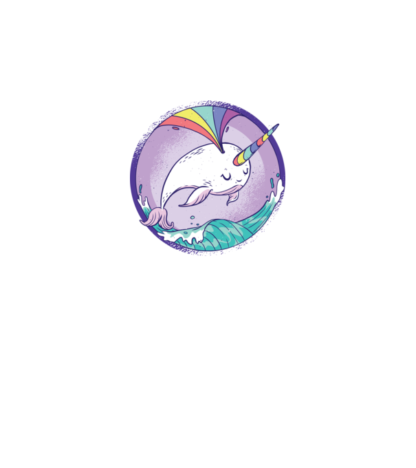Unicorn drăguț Balenă - Narval model alb pe tricou