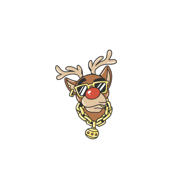 Gangster Reindeer model alb pe tricou