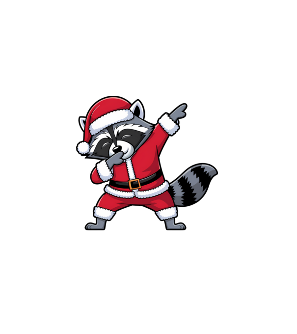 Raton Dab Xmas model alb pe tricou