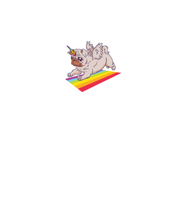 Pugicorn - mops unicorn model gri pe tricou
