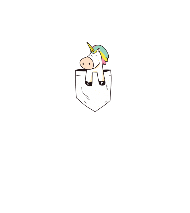 Unicorn Buzunar model alb pe tricou