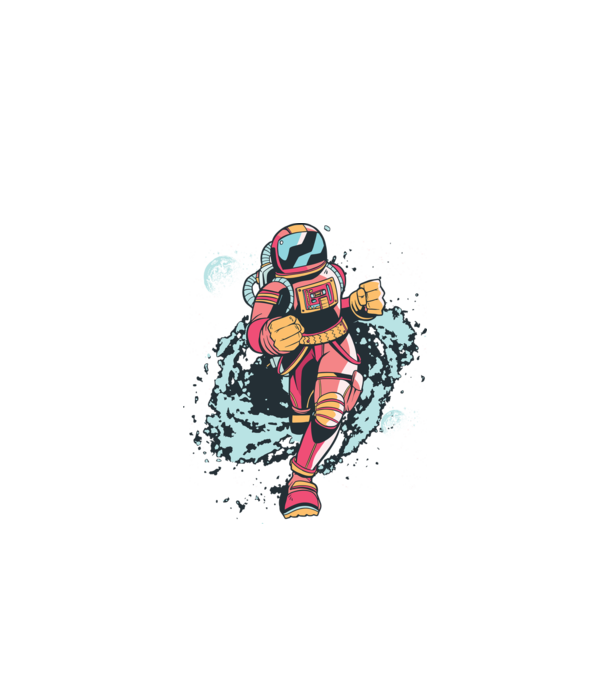 Alergare Astronaut model negru pe tricou