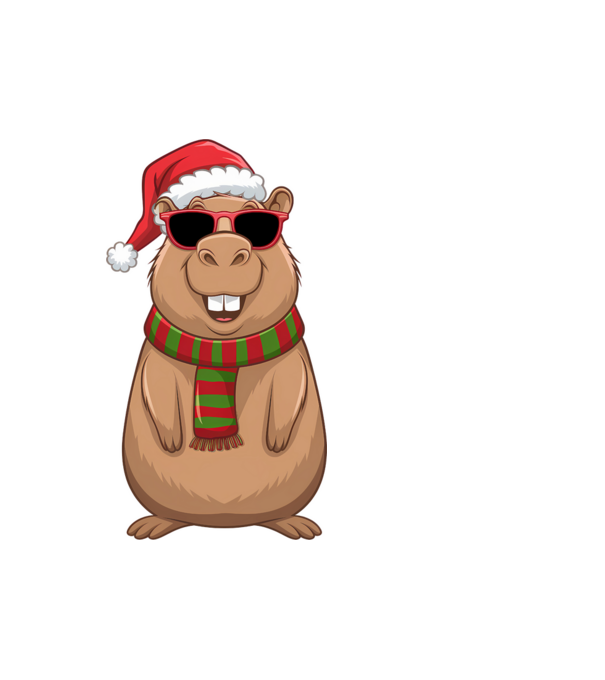 Crăciunul capybara model alb pe tricou