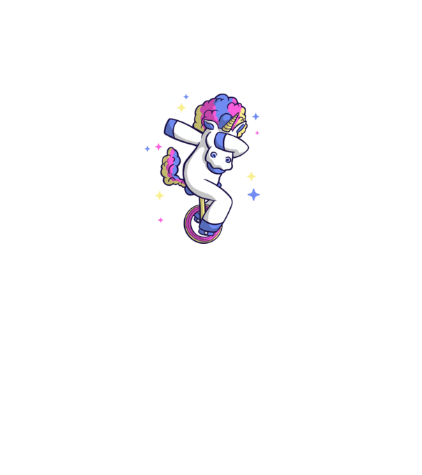 Unicorn pe monociclu model turcoaz pe tricou