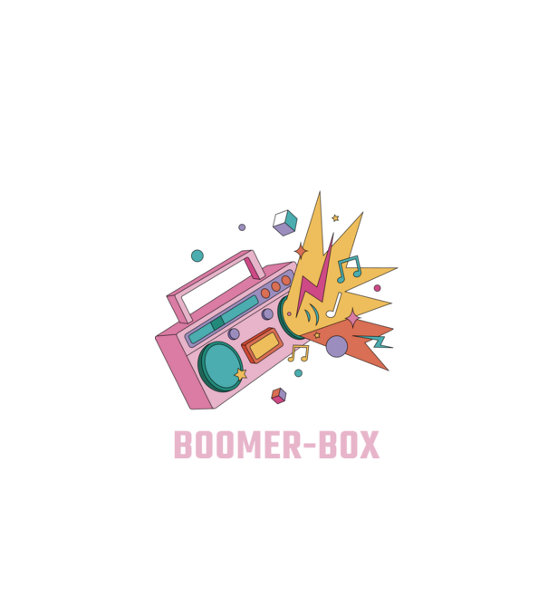 Boomer Box Magnetofon Retro model negru pe tricou