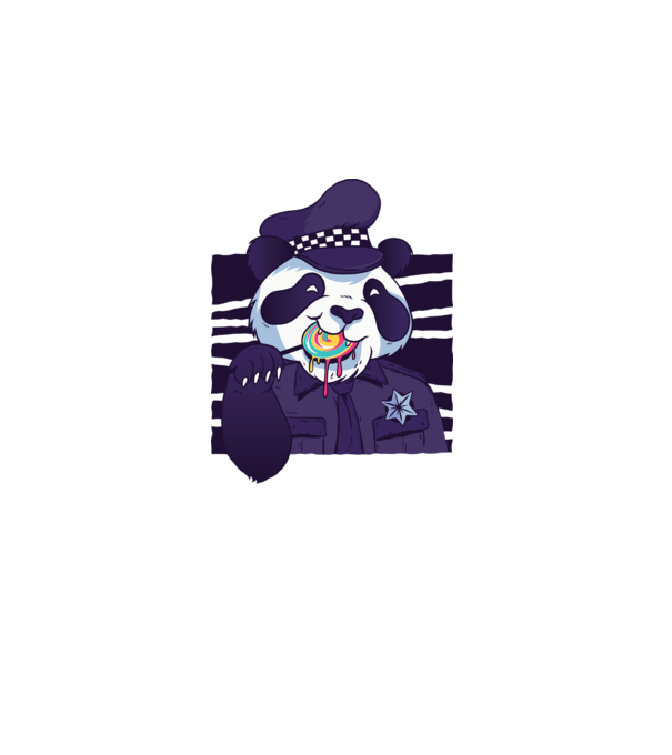 Panda polițist cu acadea model albastru deschis pe tricou