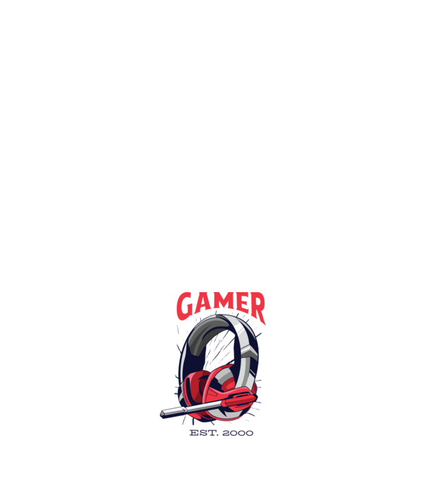 Gamer est. 2000 model negru pe tricou