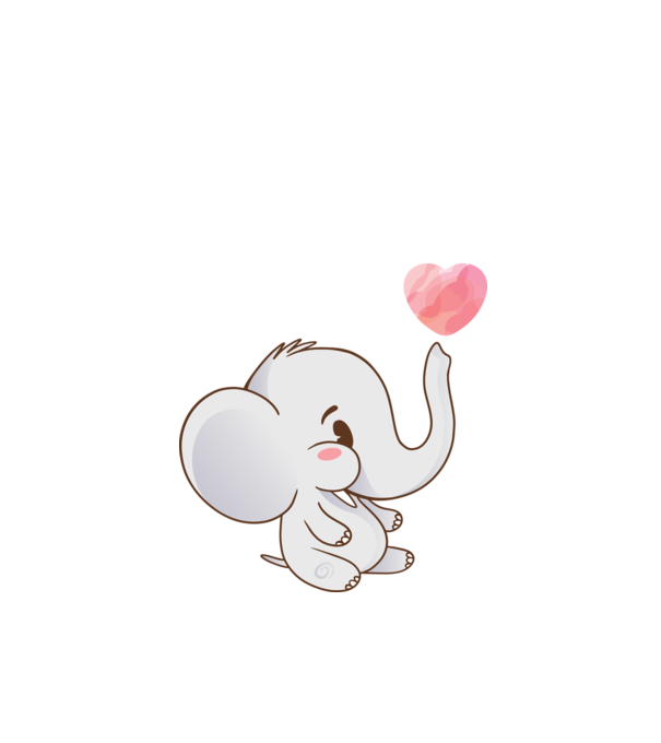 Elefant drăguț model alb pe tricou