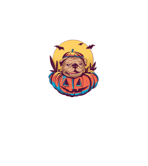 Mops Halloween model negru pe tricou