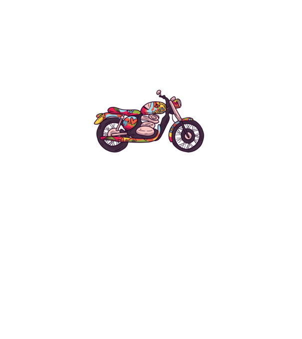 Motociclist Hippi model negru pe tricou
