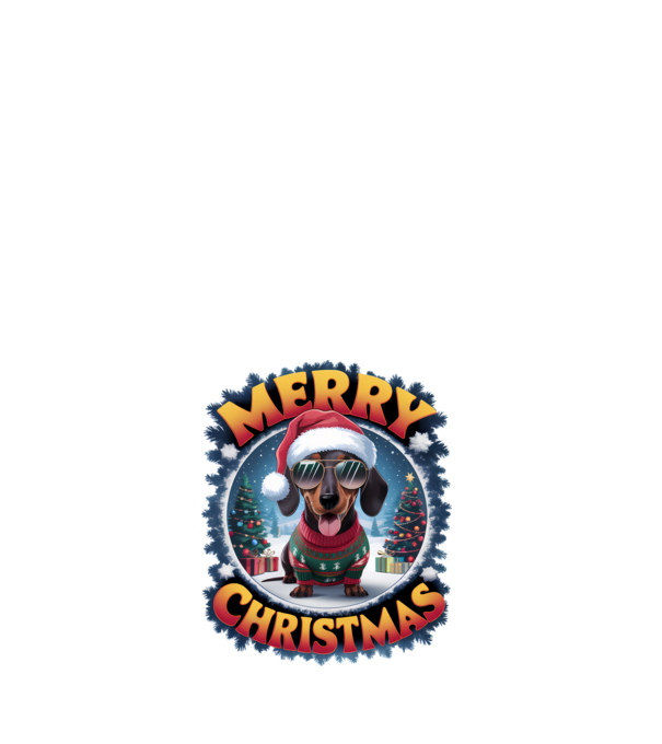 Merry Christmas Teckel model alb pe tricou