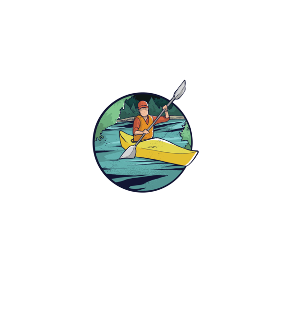Caiac-canoe model negru pe tricou