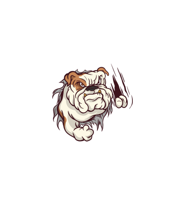 Bulldog model alb pe tricou