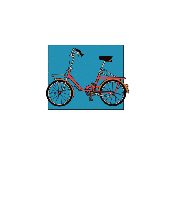 Bicicletă Camping model alb pe tricou