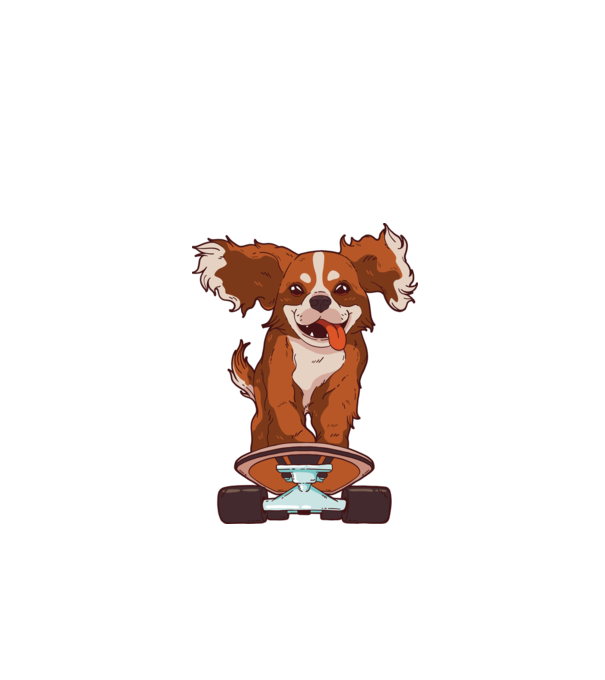 Skateboarding Cavalier King Spaniel model negru pe tricou