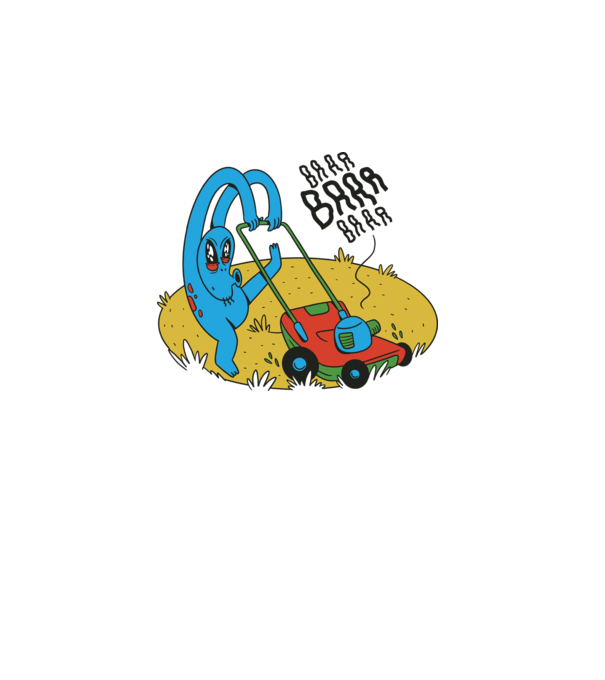 Alien cu Mașină de tuns iarba model alb pe tricou