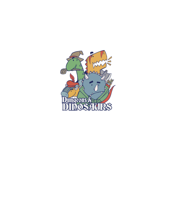 Dungeons and Dinosaurs model albastru închis pe tricou