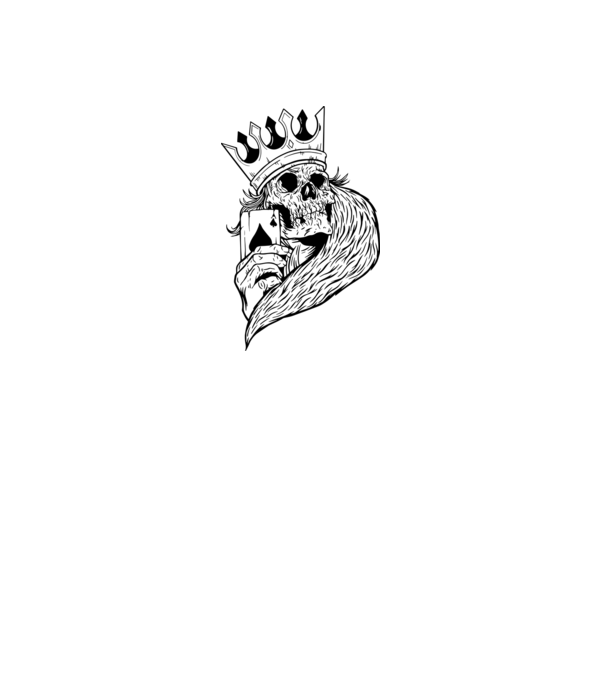 Craniu Poker model alb pe tricou