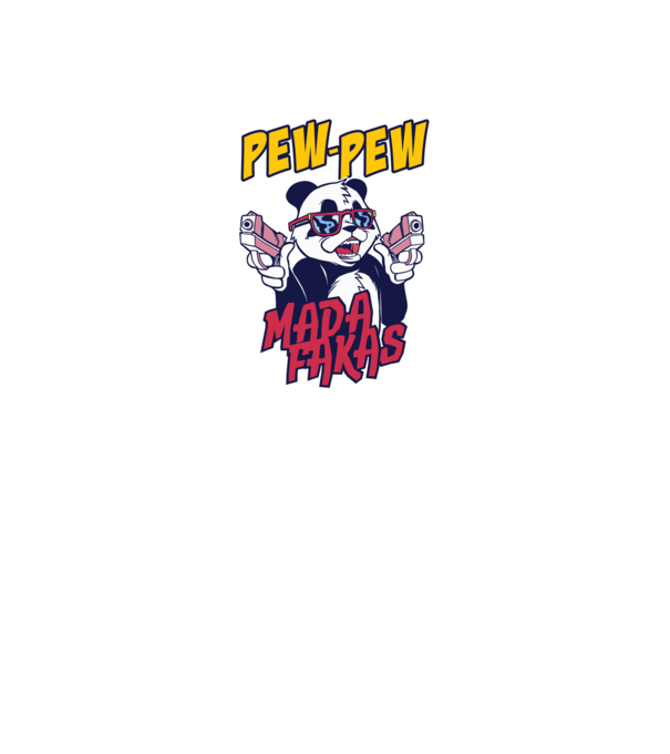 Pew Pew Pew Madafakas Panda model albastru jeanși pe tricou
