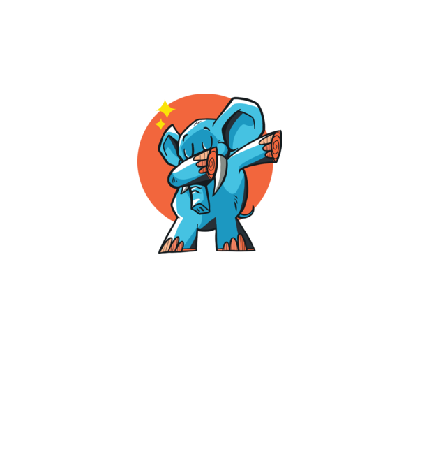 Elefant DAB model gri pe tricou